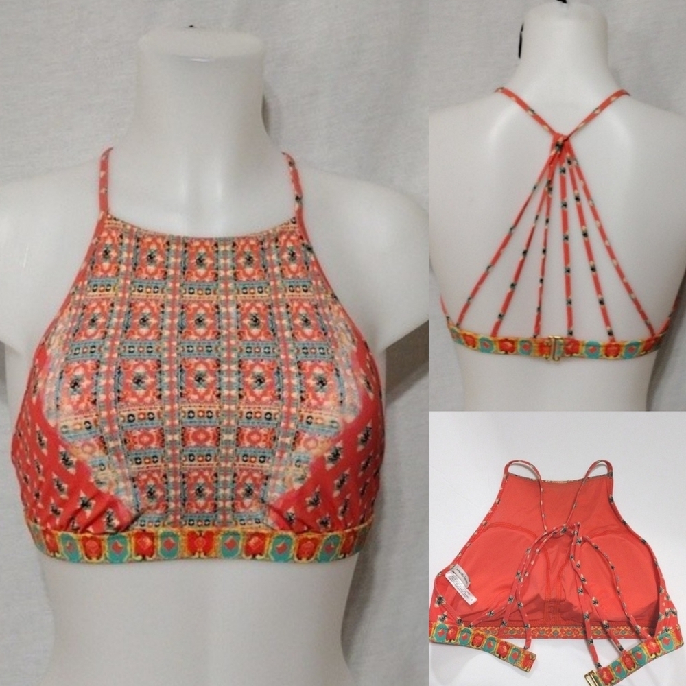 Nanette Lepore Boho Geometric Tankini Top High Neck Cropped Medium Summer Chic